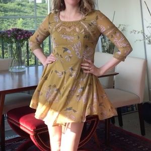 Free People Olive 3/4 Sleeve Dress (Size 2)